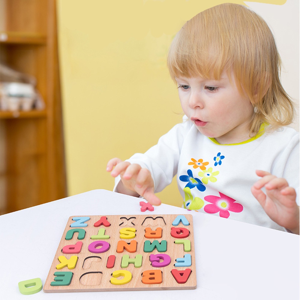 Aikoky Puzzle ABC Mainan Edukasi Anak / Puzzle Alphabet / Puzzle Bentuk Geometri Belajar Huruf dan Angka