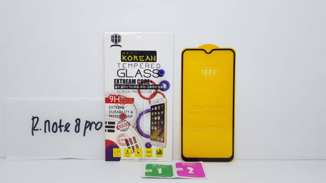 KOREAN Tempered Glass Redmi Note 8 Pro 6.3&quot; FULL SCREEN TG 5D / 9D Xiaomi Redmi Note 8 FULL GLUE