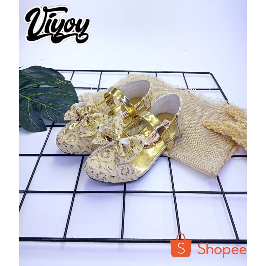 Viyoy Sepatu Balet Anak  Model Brukat Mika Pita Flatshoes Terbaru