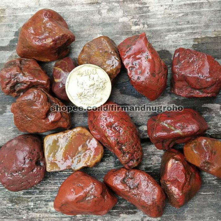 Batu jasper hati ayam bongkahan rough ukuran satu batu akik