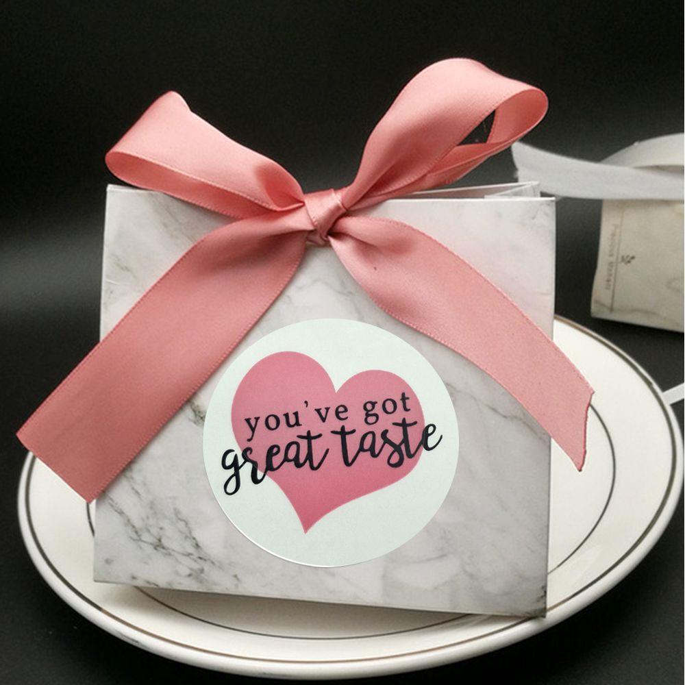 R-flower 500Pcs Thank You Stiker DIY Kerajinan Tangan Perlengkapan Pesta Happy Mail Paket label Bulat Hadiah Kertas Sticker