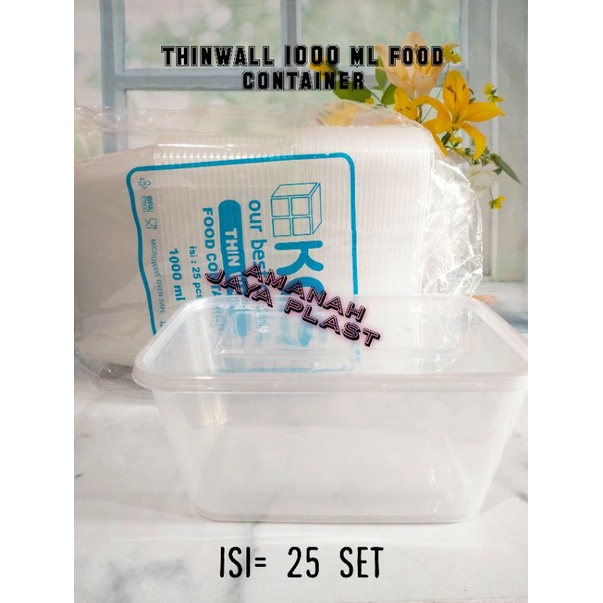 TERSEDIA HARGA GROSIR (25set) Thinwall 1000ml Square / Thinwall Food Container / Thinwall 1000ml Kot