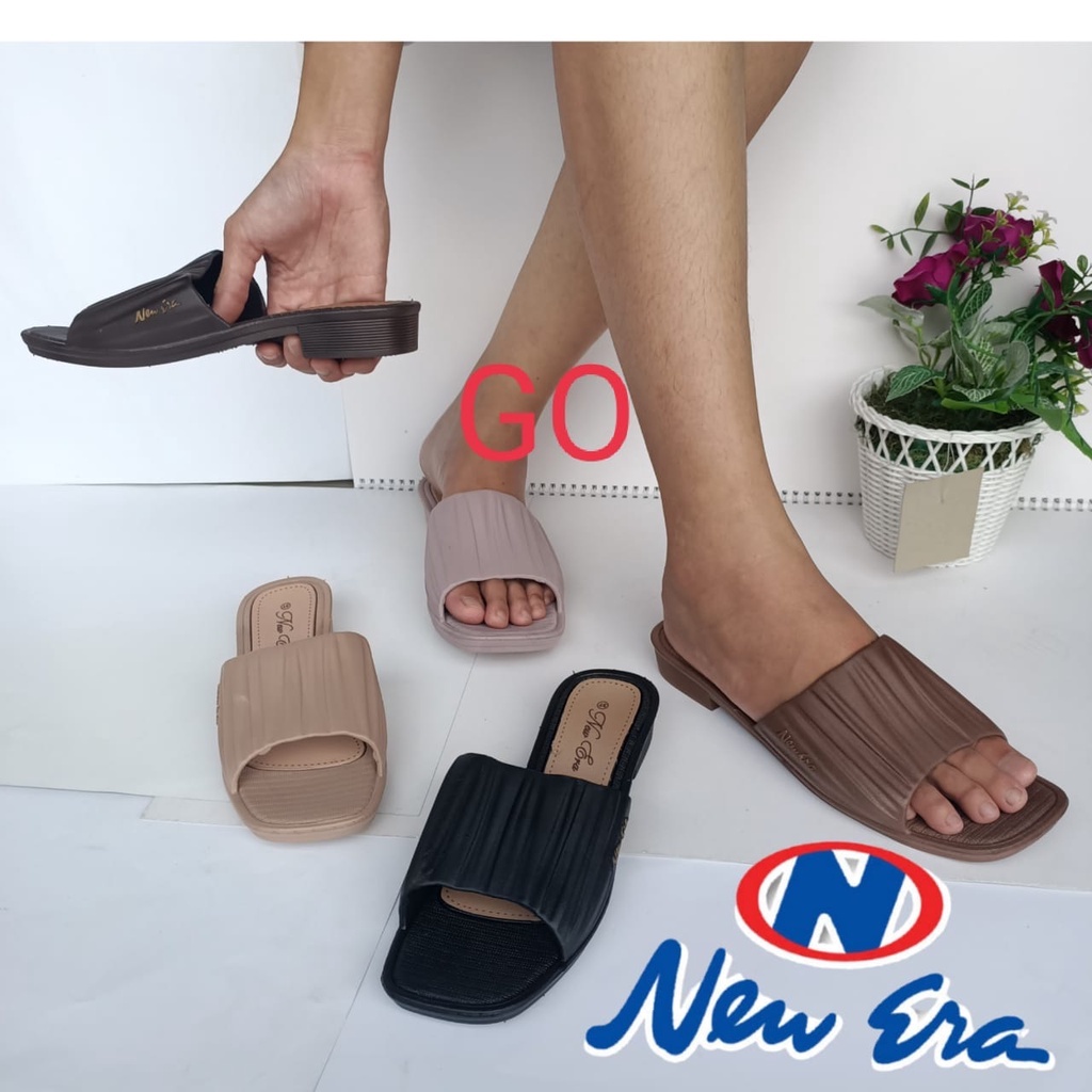 gos NEW ARRIVAL NEW ERA LB.E 10050 SANDAL SLOP KARET WANITA FLAT TEPLEK TERBARU KEKINIAN SENDAL SELOP PEREMPUAN