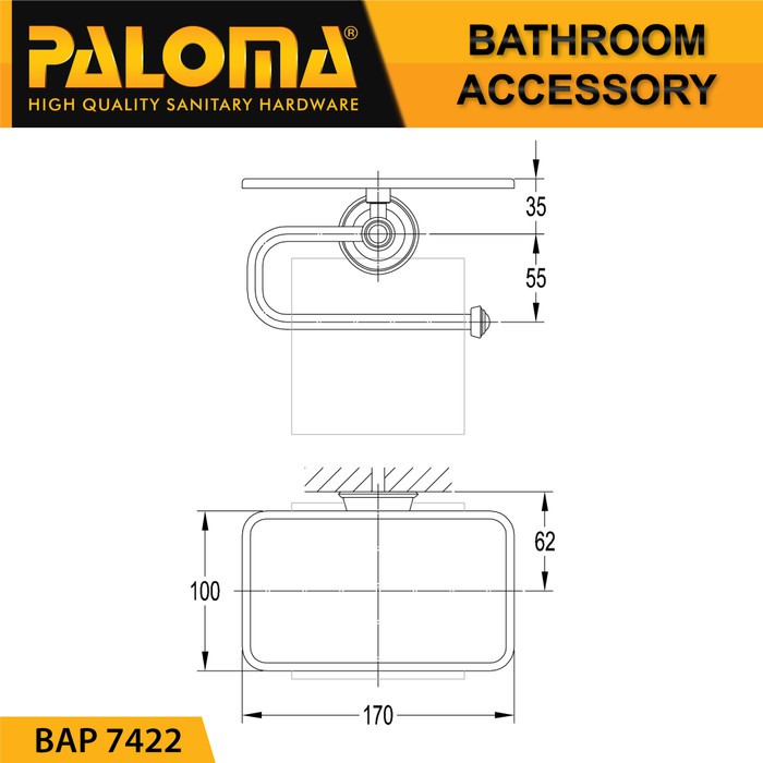 PALOMA BAP 7422 Tempat Tissue Toilet Holder Tisu Gulung Roll WC Mandi