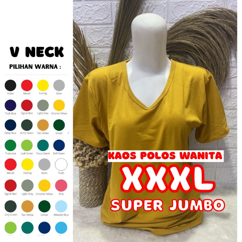 Kaos Polos Pendek V Neck Kaos Deker Pendek Kaos V neck XXXL SUPER JUMBO