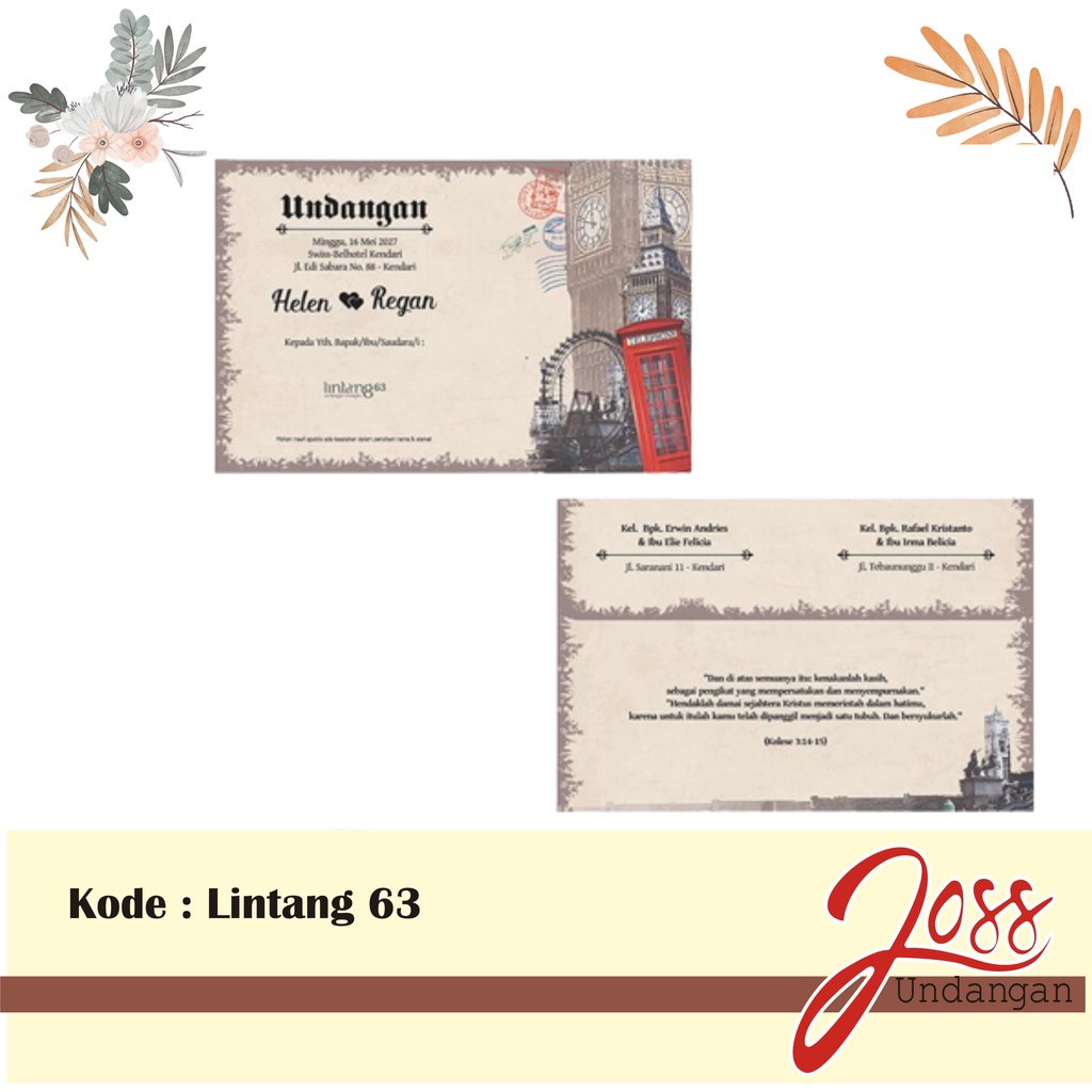 Blangko Undangan Pernikahan Lintang 63 Harga Murah Grosir