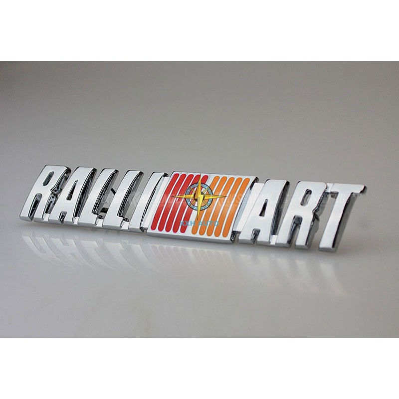 2pcs Stiker Emblem Metal RALLIART Depan / Belakang Untuk Mitsubishi