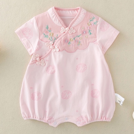 Pakaian Bayi Cheongsam Cina Baju Monyet Bayi Musim Panas Pakaian Anak Perempuan