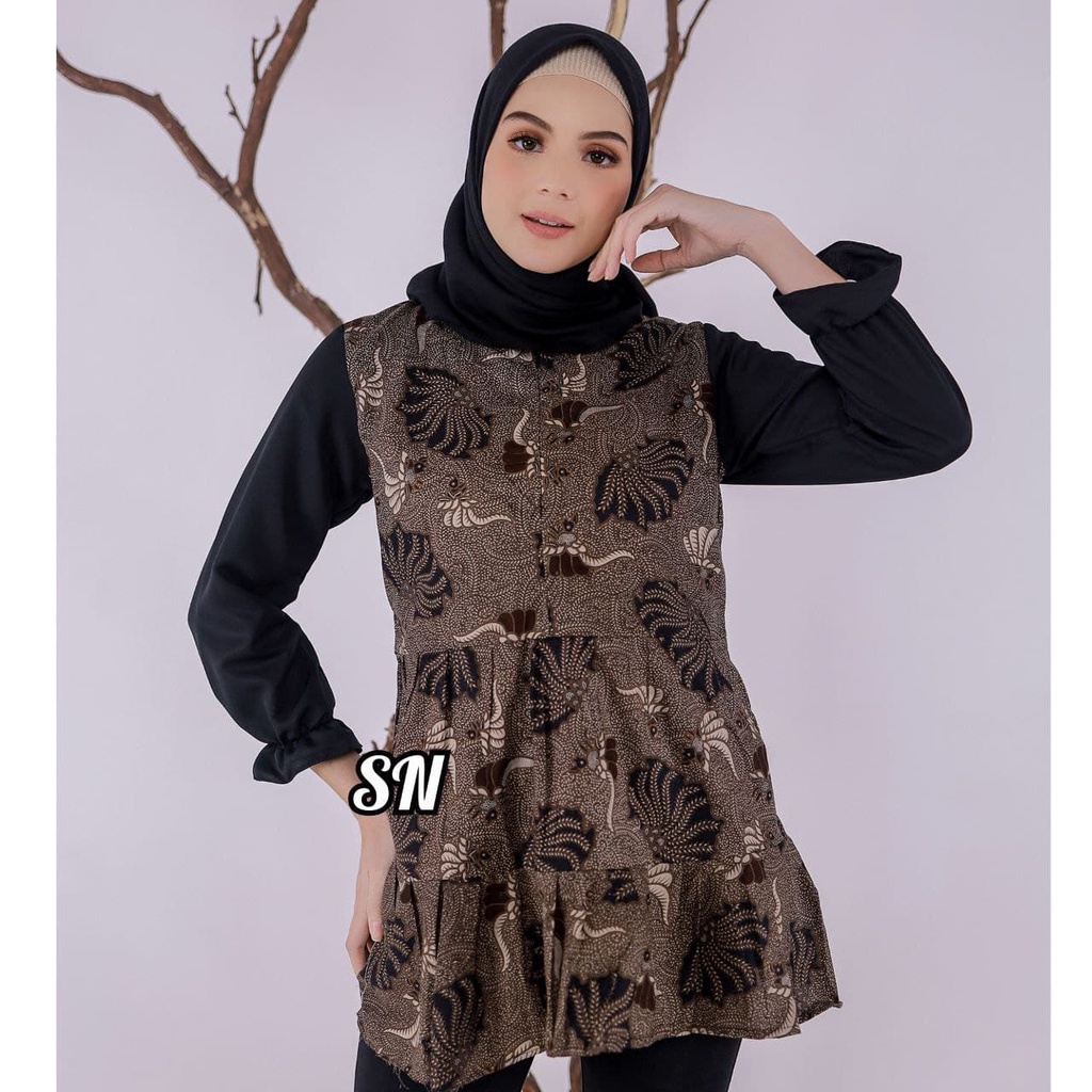 Blus Batik Fashion Motif Unik Cantik Size Standar Jumbo Formal Seragam Baju Kantor Karyawan Busui 07