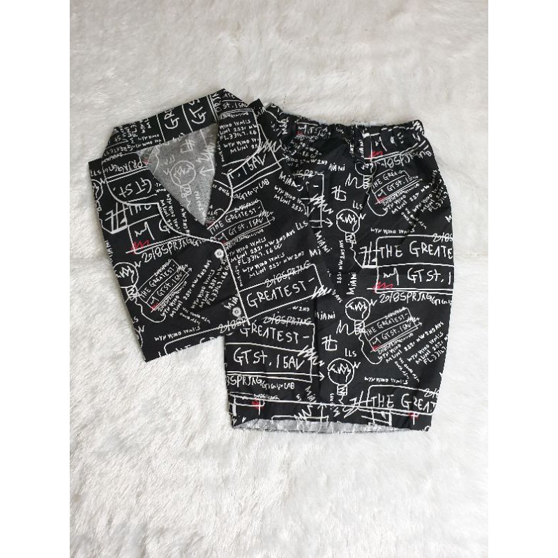 Baju Tidur Piyama Wanita Cewek Pajamas Katun Dewasa Motif Grafitti HP