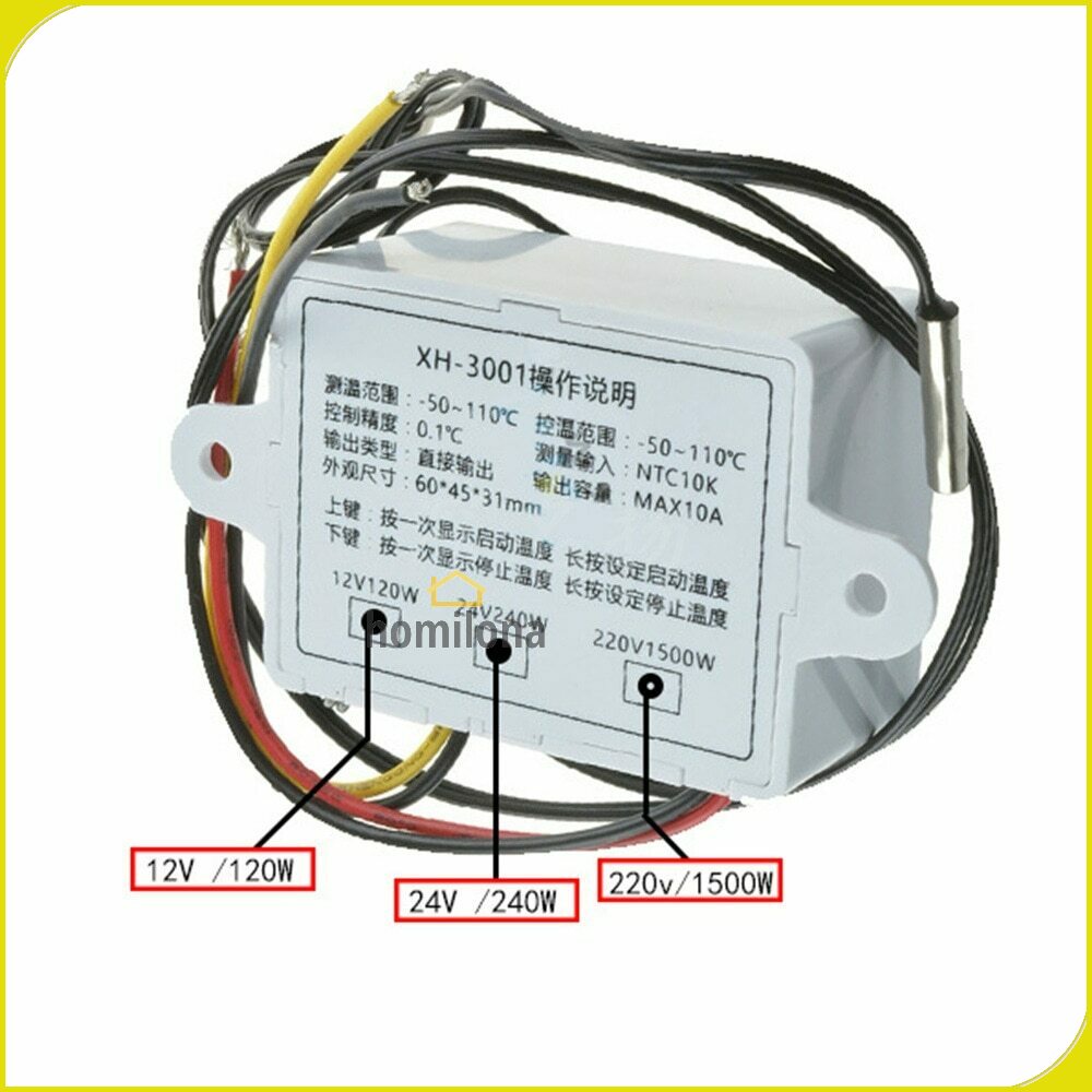 Digital Temperature Control Thermostat Microcomputer 12V - Taffware XH-W3001