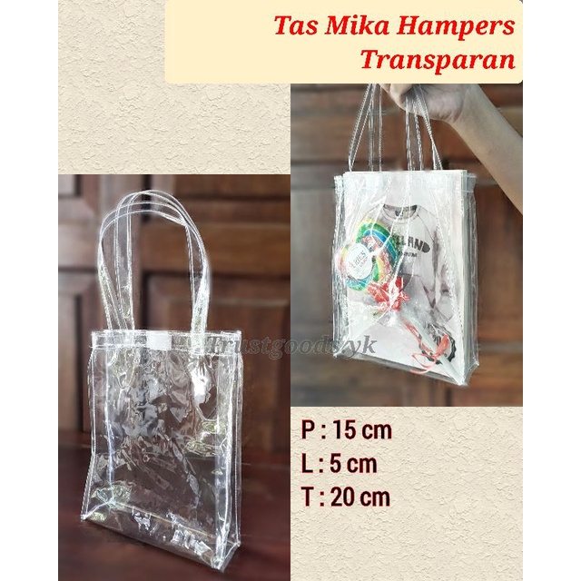 

Tas Mika PVC Transparan 15x5x20 cm Hampers/Souvenir/Kado