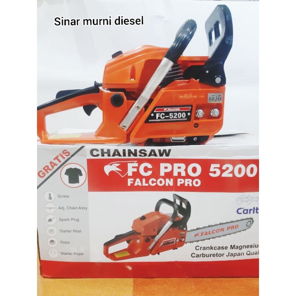 MURAH  Chainsaw Falcon Pro 5200 / Mesin Potong kayu  Komplit 20inchi