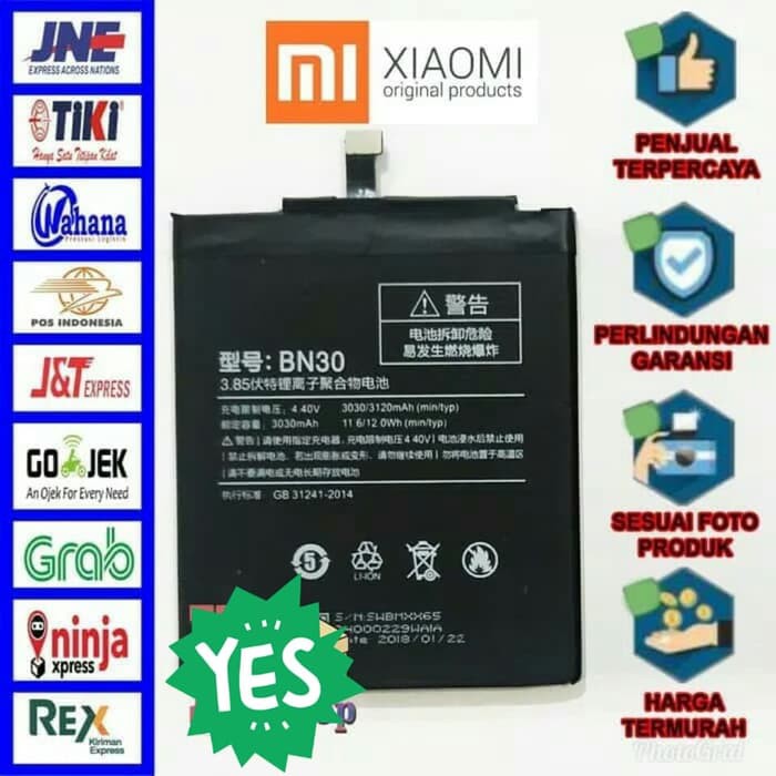 BATERAI XIAOMI REDMI 4A / 4 A / BN 30 / BN30 BATTERY ORIGINAL 100%