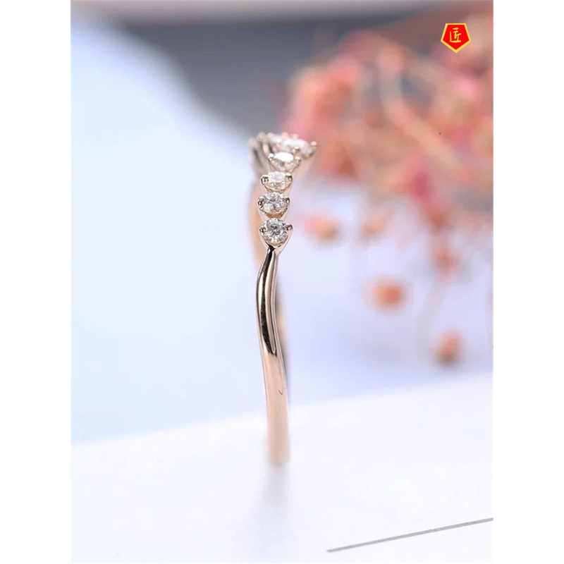 [Ready Stock]18K Rose Gold Diamond-Studded Ring Fashion