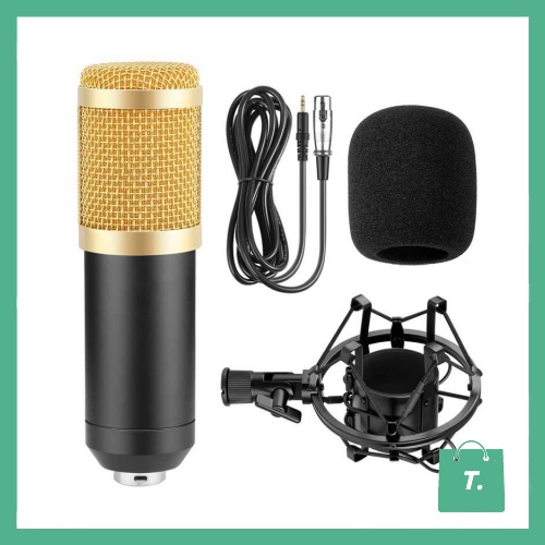 Paket BM 800 Microphone Condenser Stand Phantom Power Sound Card Filter