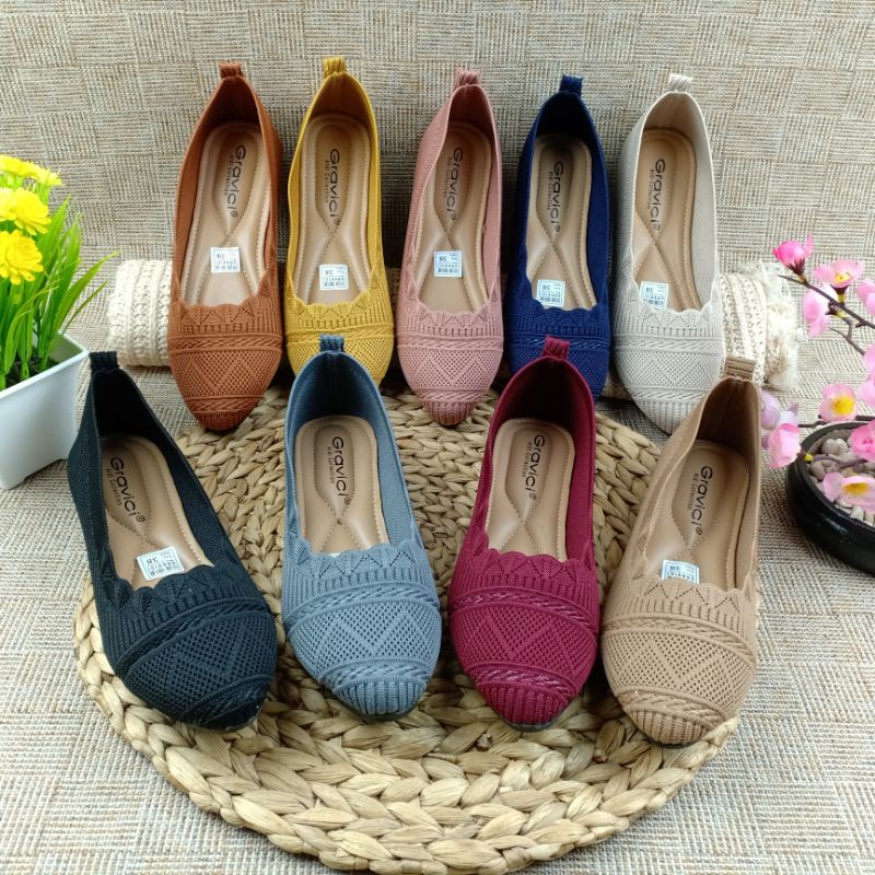 GRAVICI - Sepatu Flat Rajut Import Wanita Elegan DO-29