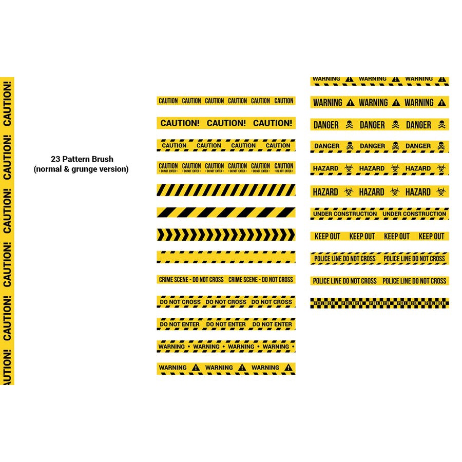 23 Caution Tapes Seamless Pattern Brush