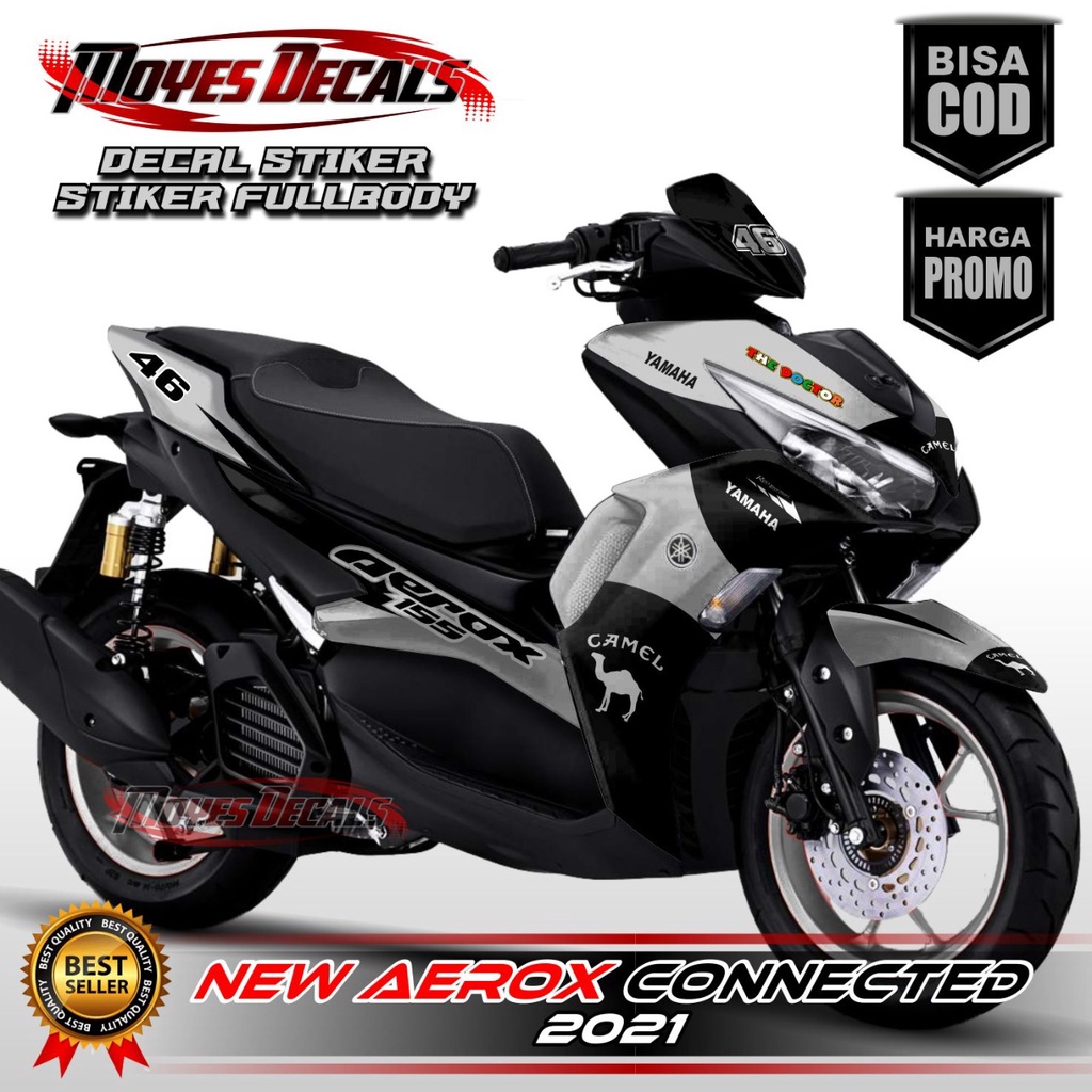 Stiker Decal Aerox 155 2016-2019 Full Body warna silver motif camell