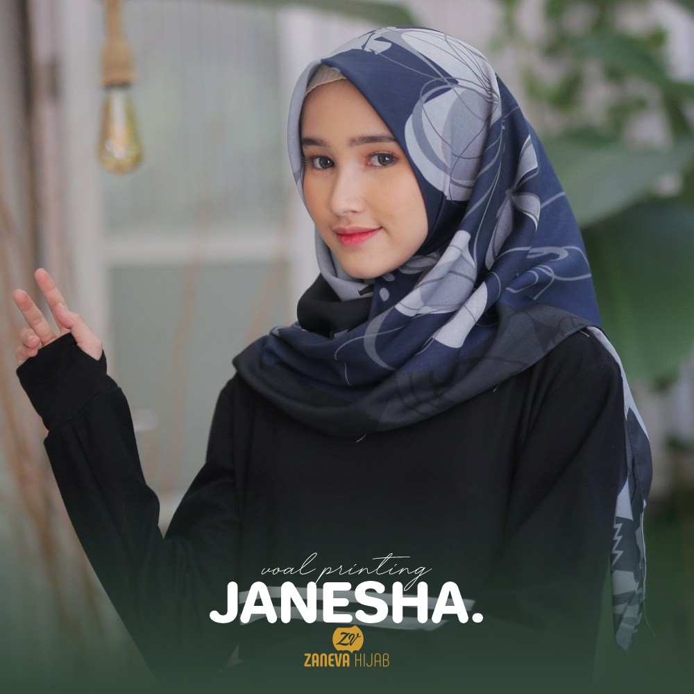 Premium Janesha Voal Printed scarf by Zanevahijab