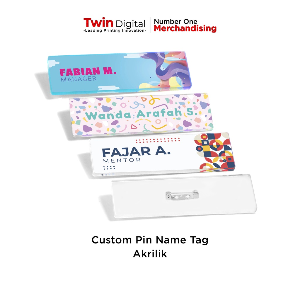 

Twindigital Custom Pin Name Tag Acrylic - Papan Nama Peniti Akrilik