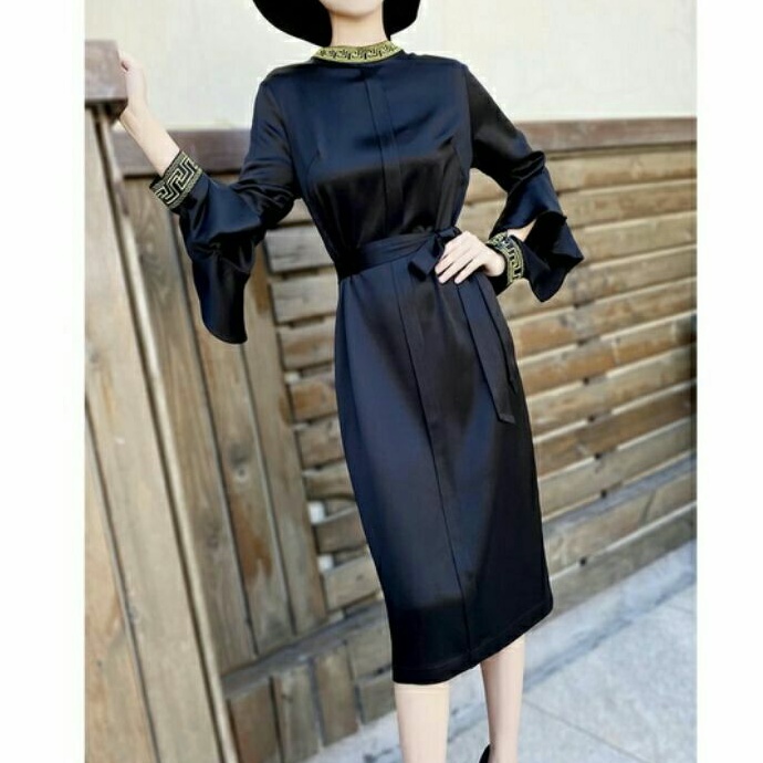 0395 CNY Baju midi dress gaun pesta cheongsam imlek Chinese new year oriental wanita merah hitam imp