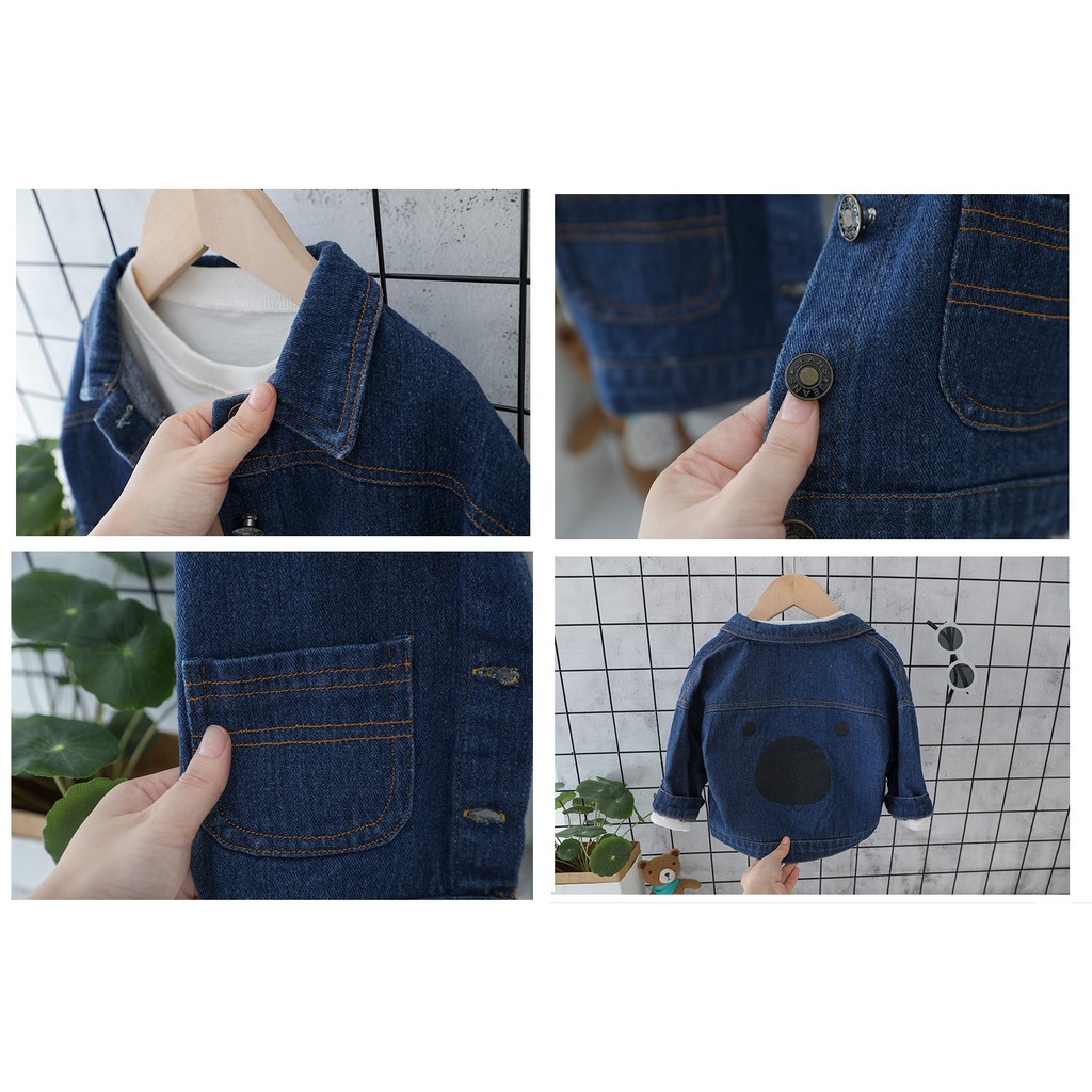 LV08 Jaket bayi dan anak import motif jeans beruang