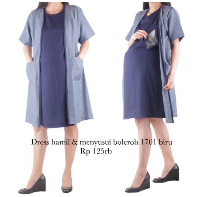 Bajuhamil baju hamil dress hamil dan menyusui boleroh 1701 biru