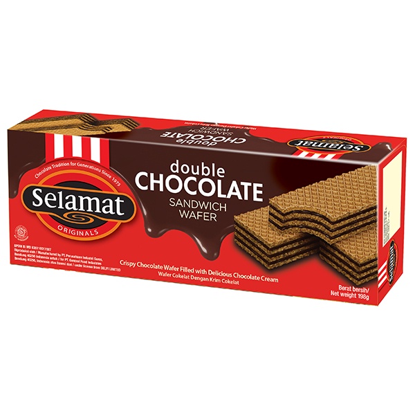 

Wafer-Biskuit- Selamat Wafer Double Chocolate 198 G -Biskuit-Wafer.