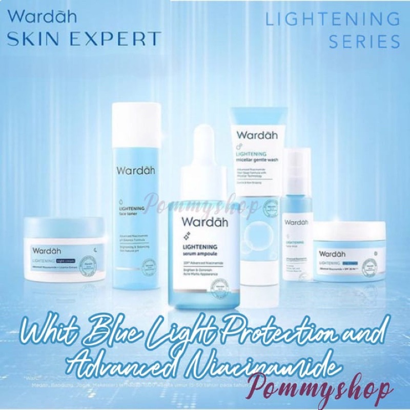 Wardah Lightening Series | Day Cream Advanced | Micellar Gentle Wash | Blue Clay Mask | Cleansing Milk | Day Gel | Face Mist | Face Toner | Gentle Exfoliator | Oil Infused Micellar Water | Night Cream Advanced