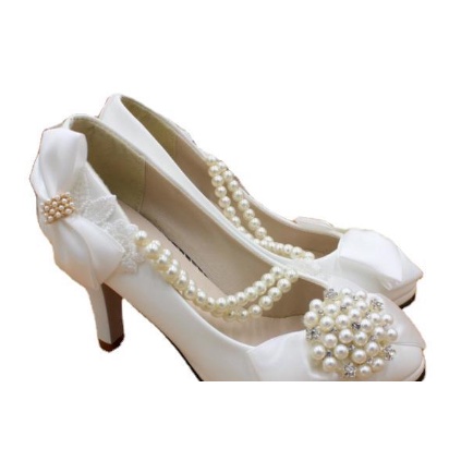 Termurah Wedding Shoes White Flat And Heels Size Chart Pearls Women Wedding Shoes Sepatu Wedding