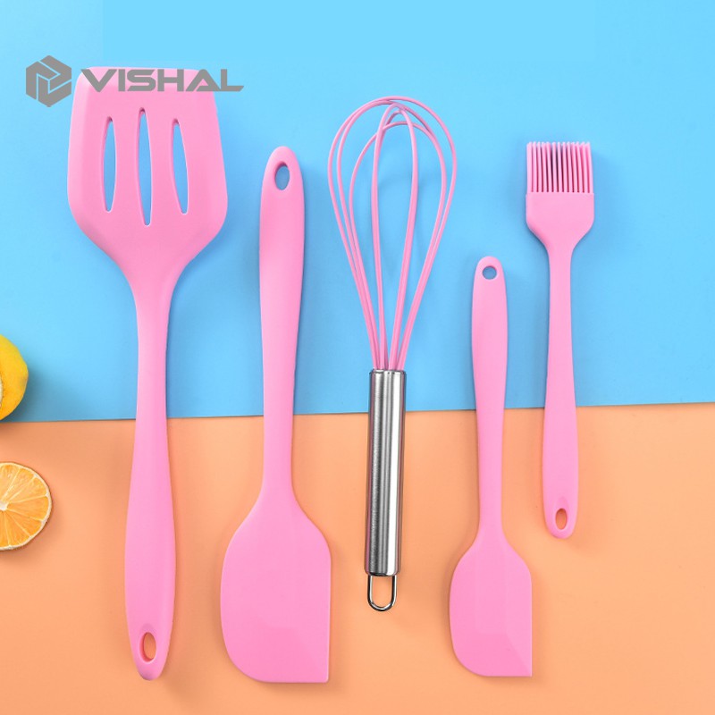 VISHAL Spatula Peralatan Masak Sutil Silikon Non Stick Cooking 5 Pcs Kitchenware Spatula Set VS-1808