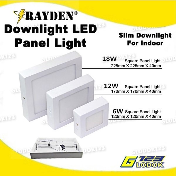 Lampu Downlight LED Panel 6W 12W 18W Surface Light Outdoor Rayden