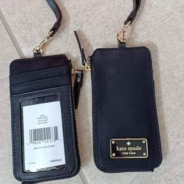 gantungan id card name tag holder kate spade black original terlaris