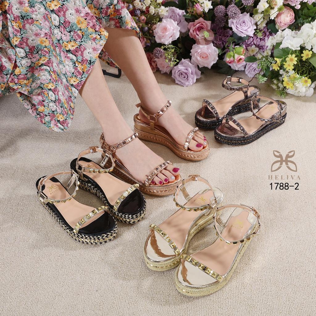 HELIVA Agnes Sandal Wedges Studs Sol 6cm Wanita 1788-2