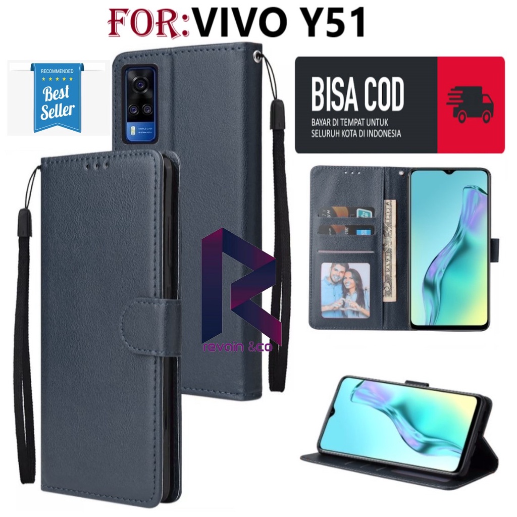 FLIP COVER VIVO Y51 CASING DOMPET FLIP WALLET LEATHER KULIT PREMIUM SARUNG BUKA TUTUP FLIP CASE VIVO Y51