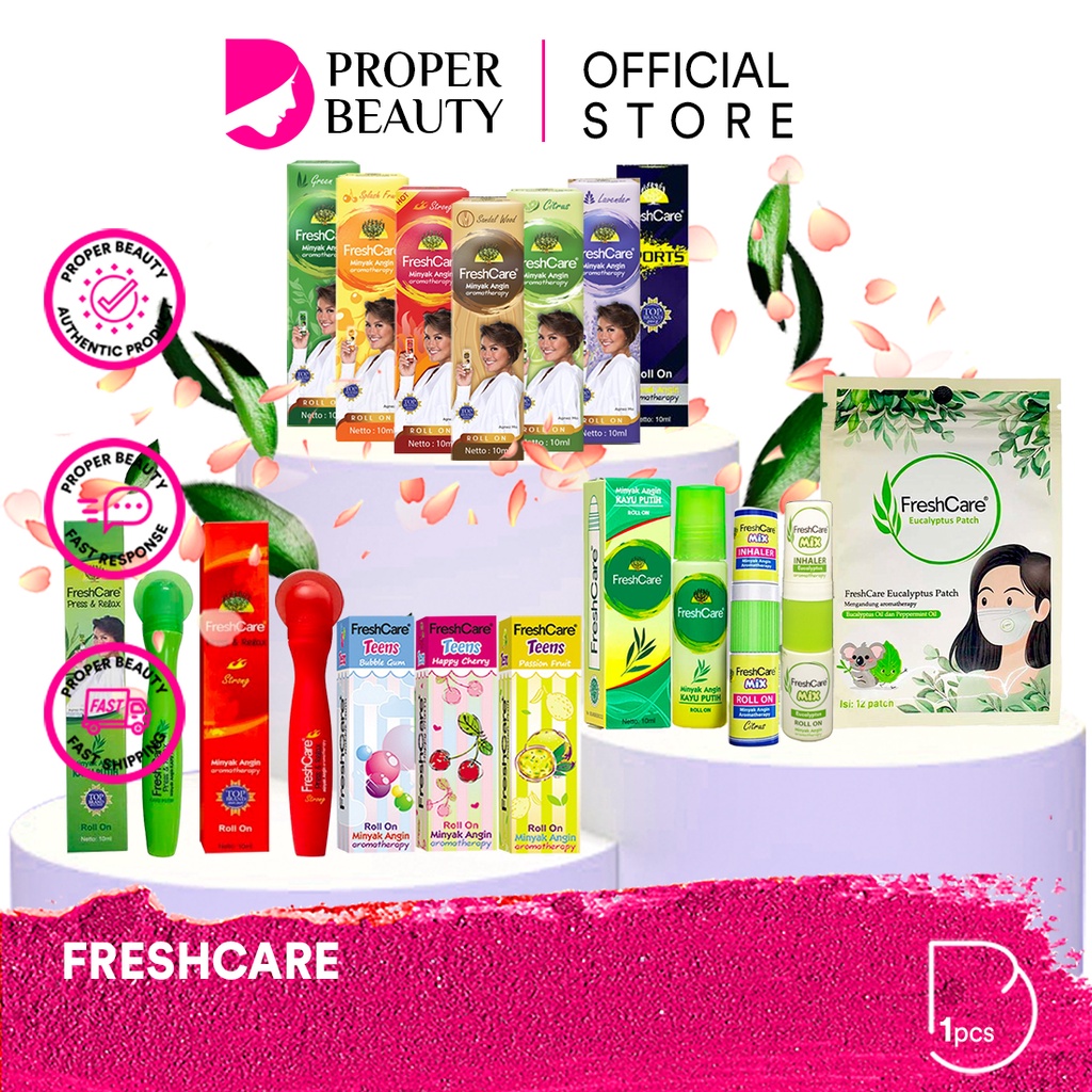 FRESHCARE Indonesia / Minyak Angin Aromatherapy Kayu Putih / Eucalyptus Patch Teens Mix Sports Press Relax Hot Strong / Roll On Inhaler Spray Oil Mask Masker / Fresh Care Aroma Theraphy Terapi Living Gosok Kerok Hirup Oles Wangi / Paket Set Topper Botol