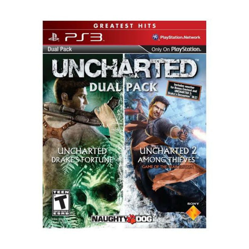 *Preloved* Uncharted Dual Pack Playstation 3 PS 3 Drake's Fortune + Among Thieves Second Blu ray
