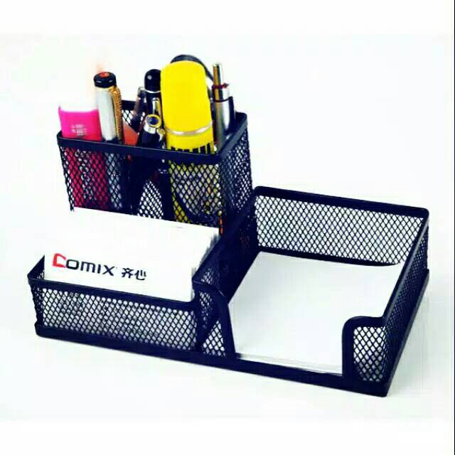 

MEMO HOLDER PANJANG 3 Sekat Desk set Organizer Tempat Pensil Meja Pen