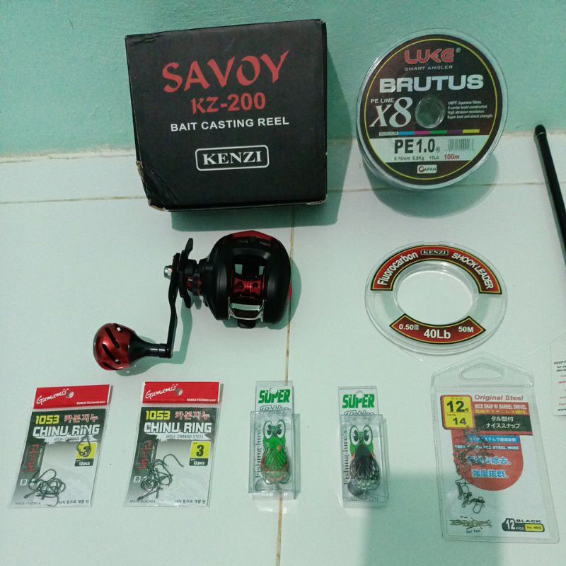 Joran pancing casting baitcasting full set siap pakai ikan gabus ring fuji 4-12 lb 210 cm carbon