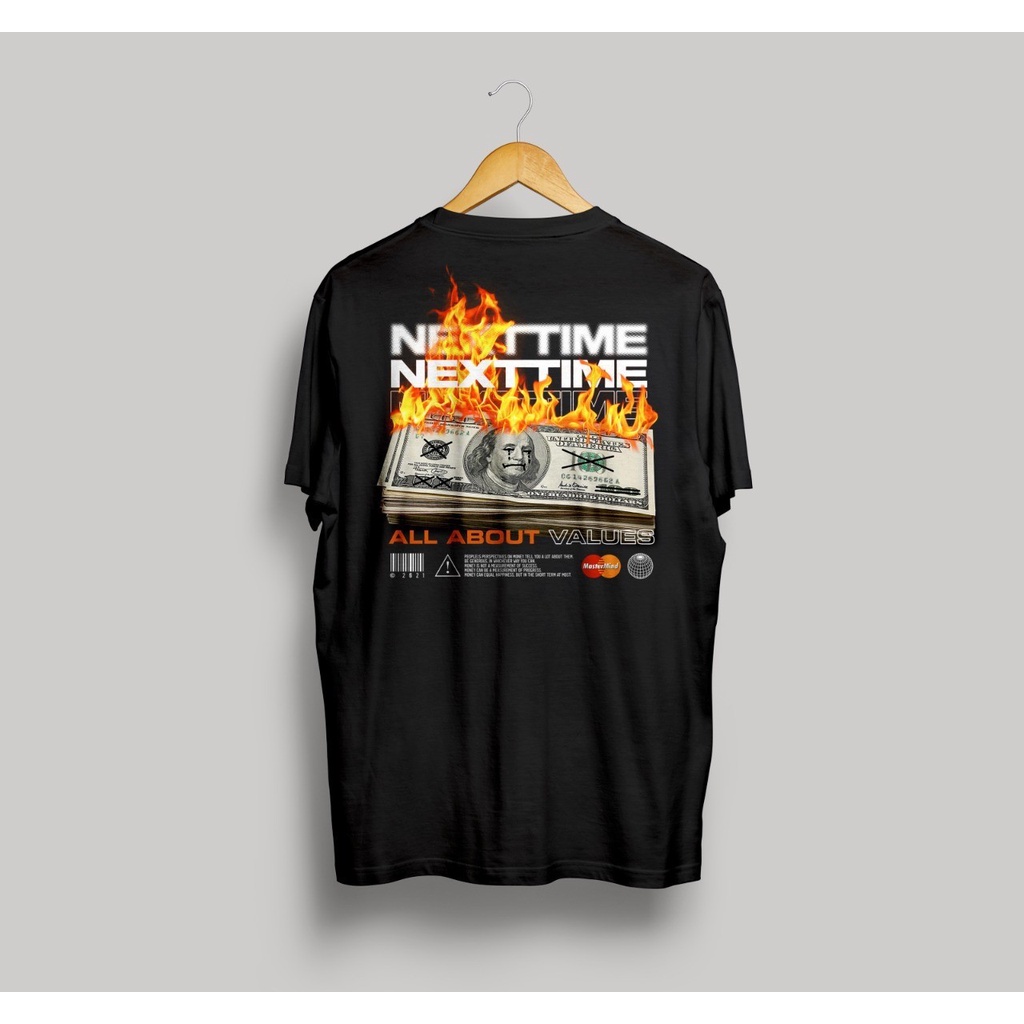 T-SHIRT KAOS PRIA DISTRO ORIGINAL NEXT-TIME DOLLAR MOONEY SHIRT BAJU PRIA LENGAN PENDEK