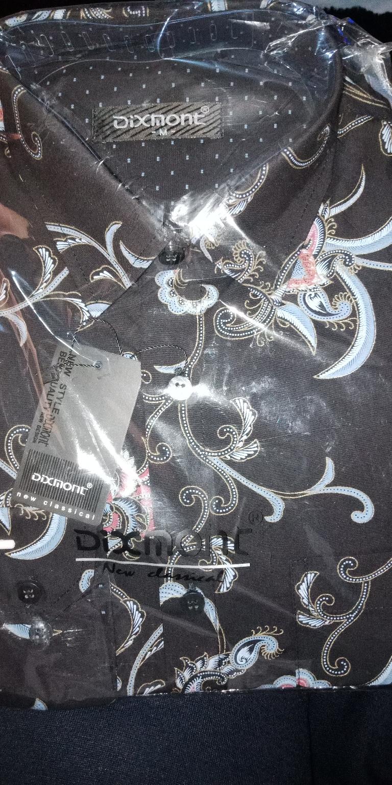 Kemeja Batik Pria Lengan Panjang Bl68 Katun Motif Modern Dixmont Semi Slimfit