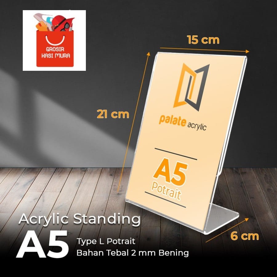 

acrylic tent holder / akrilik tent card A5 tempat brosur Meja bentuk L