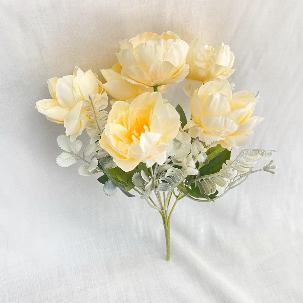 Bunga Peony Hybrida Premium (satuan) Bunga Artificial / Bunga Plastik / Bunga Dekorasi / Pernikahan-Peach