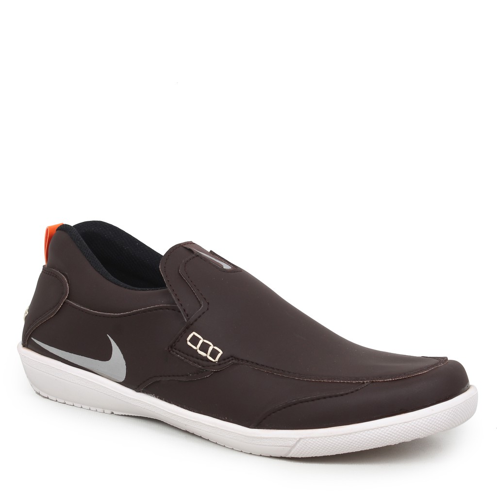 MS - PROMO COD Sepatu Selop Pria Nike Boston Coklat Slip On Casual Santai Murah Terbaru Kekinian