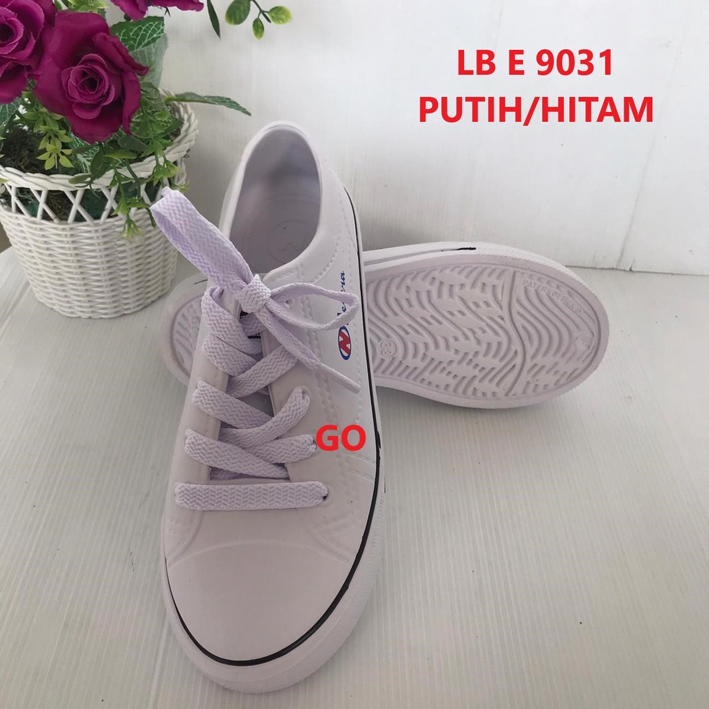gos NEW ERA LB 9031 Sepatu Slip On Wanita Karet Terbaru Original-PUTIH/HITAM