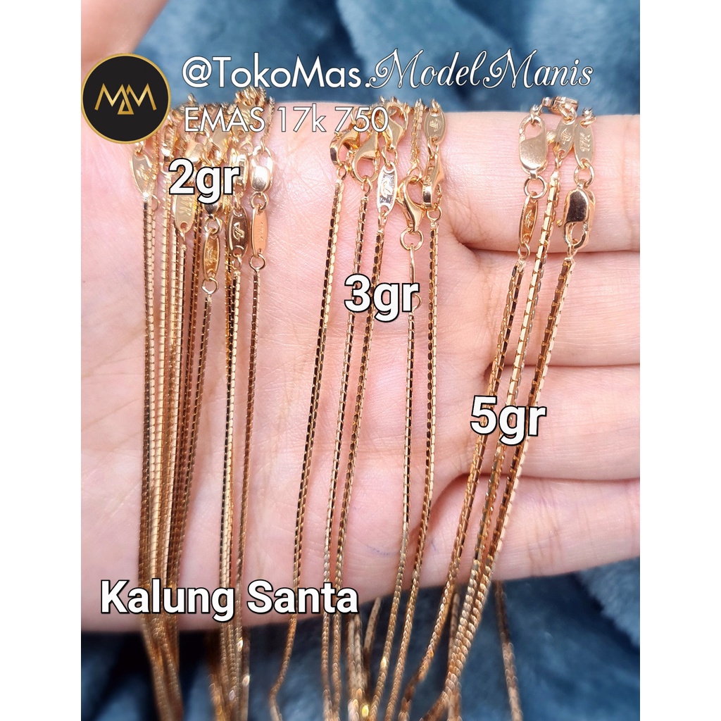RB Kalung santa italy emas rosegold 750 kadar 17k