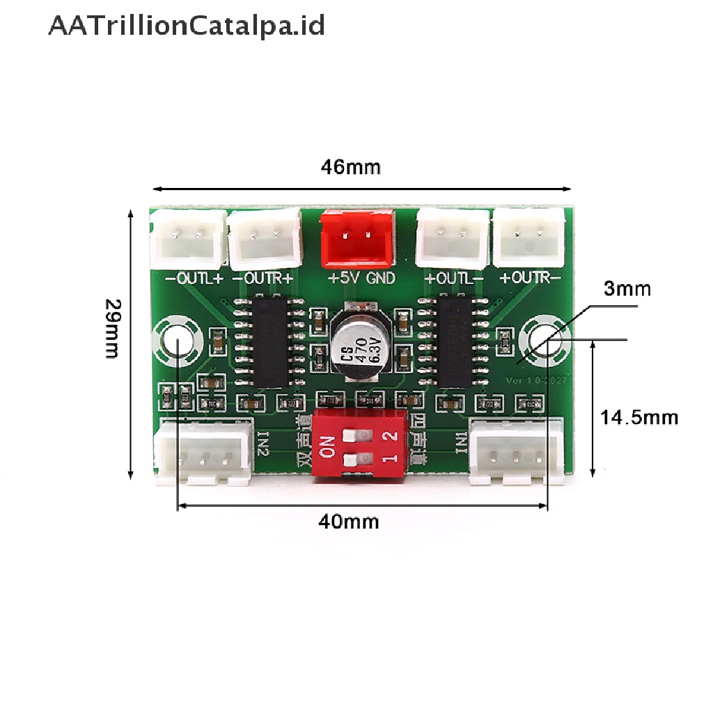 Aa PAM8403 Papan Amplifier Audio Digital Mini 4 Channel 3wx4 DC 5V Stereo Sound