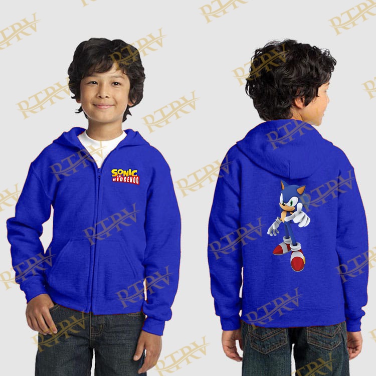 Jaket Sweater Zipper Anak Anak Sonic The Hedgehog 2