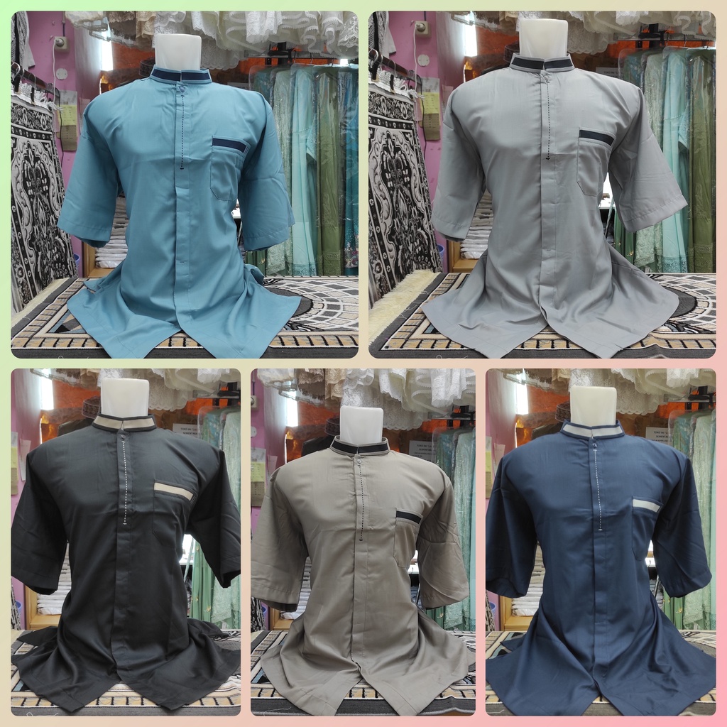 Baju Koko Takwa JUMBO KATUN Polos Warna - Lengan Pendek - Al Luthfi